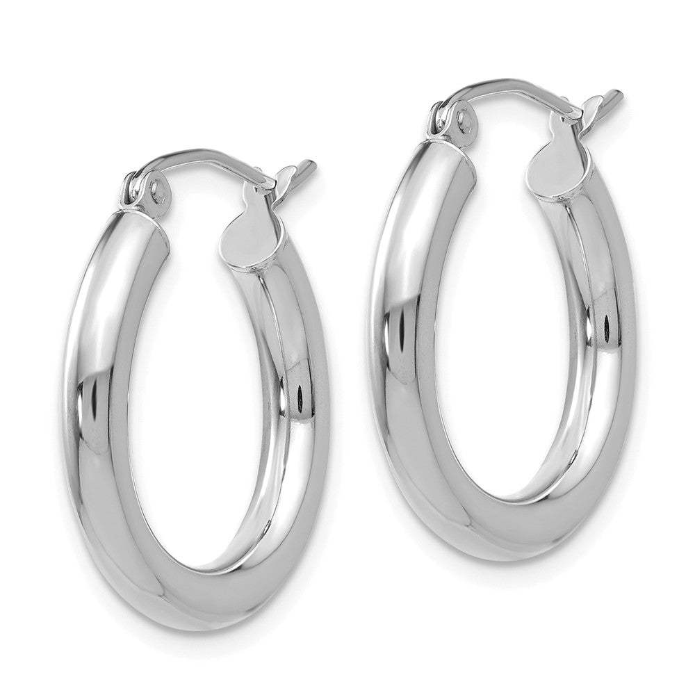 Alternate view of the 3mm x 20mm 14k White Gold Classic Round Hoop Earrings by The Black Bow Jewelry Co.