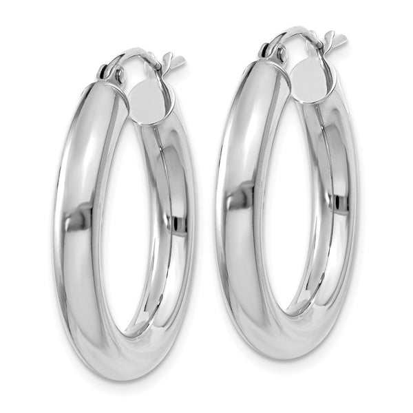 4mm x 25mm 14k White Gold Classic Round Hoop Earrings - Black Bow ...