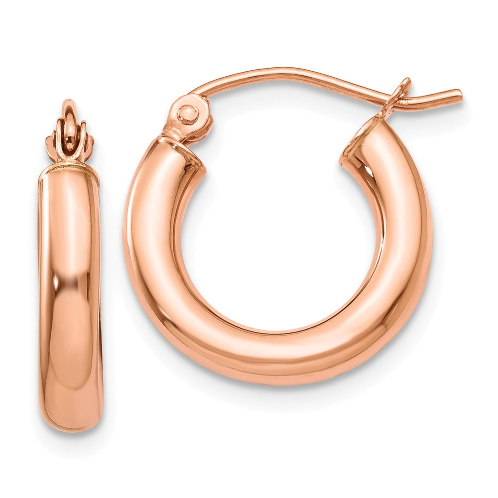 3mm x 16mm 14k Rose Gold Round Tube Hoop Earrings, Item E13370 by The Black Bow Jewelry Co.