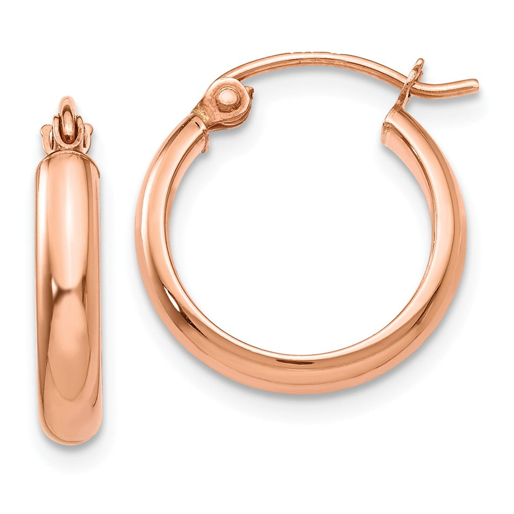 2.8mm x 15mm Polished 14k Rose Gold Half Round Tube Hoop Earrings, Item E13384 by The Black Bow Jewelry Co.