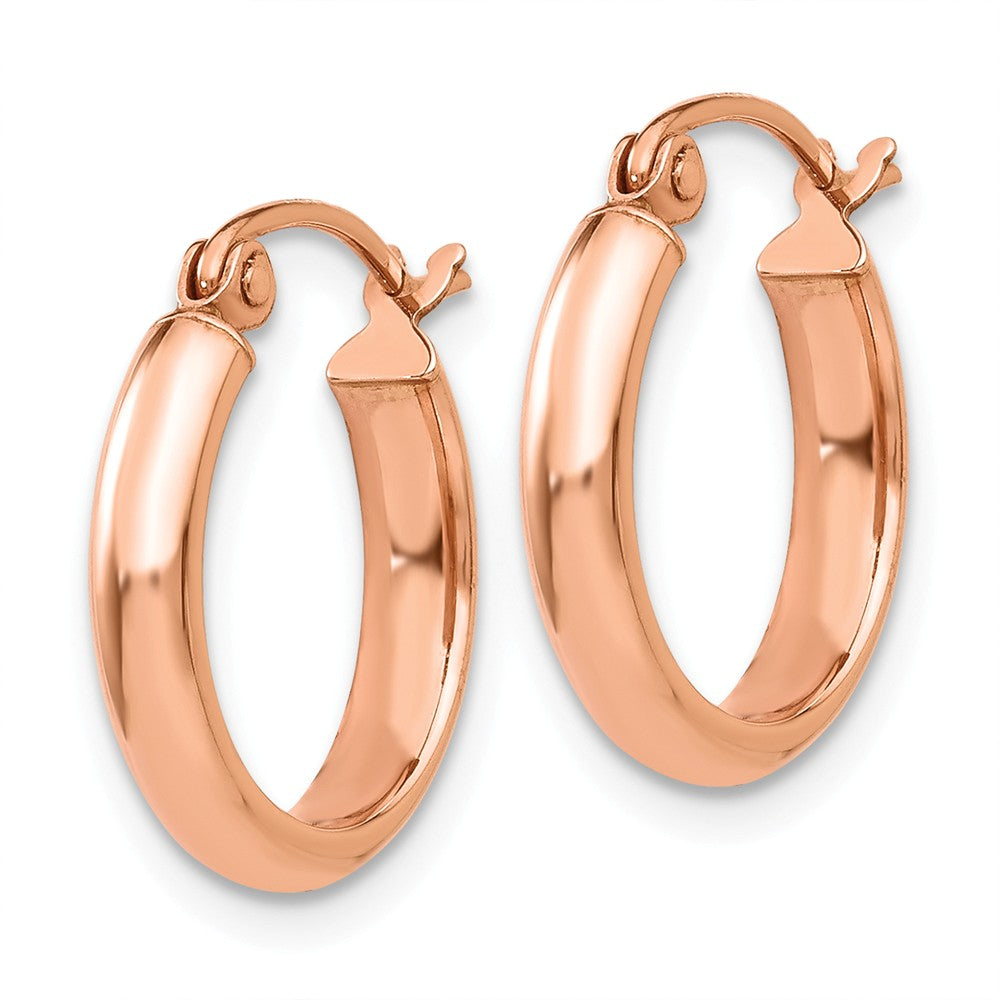 Alternate view of the 2.8mm x 15mm Polished 14k Rose Gold Half Round Tube Hoop Earrings by The Black Bow Jewelry Co.