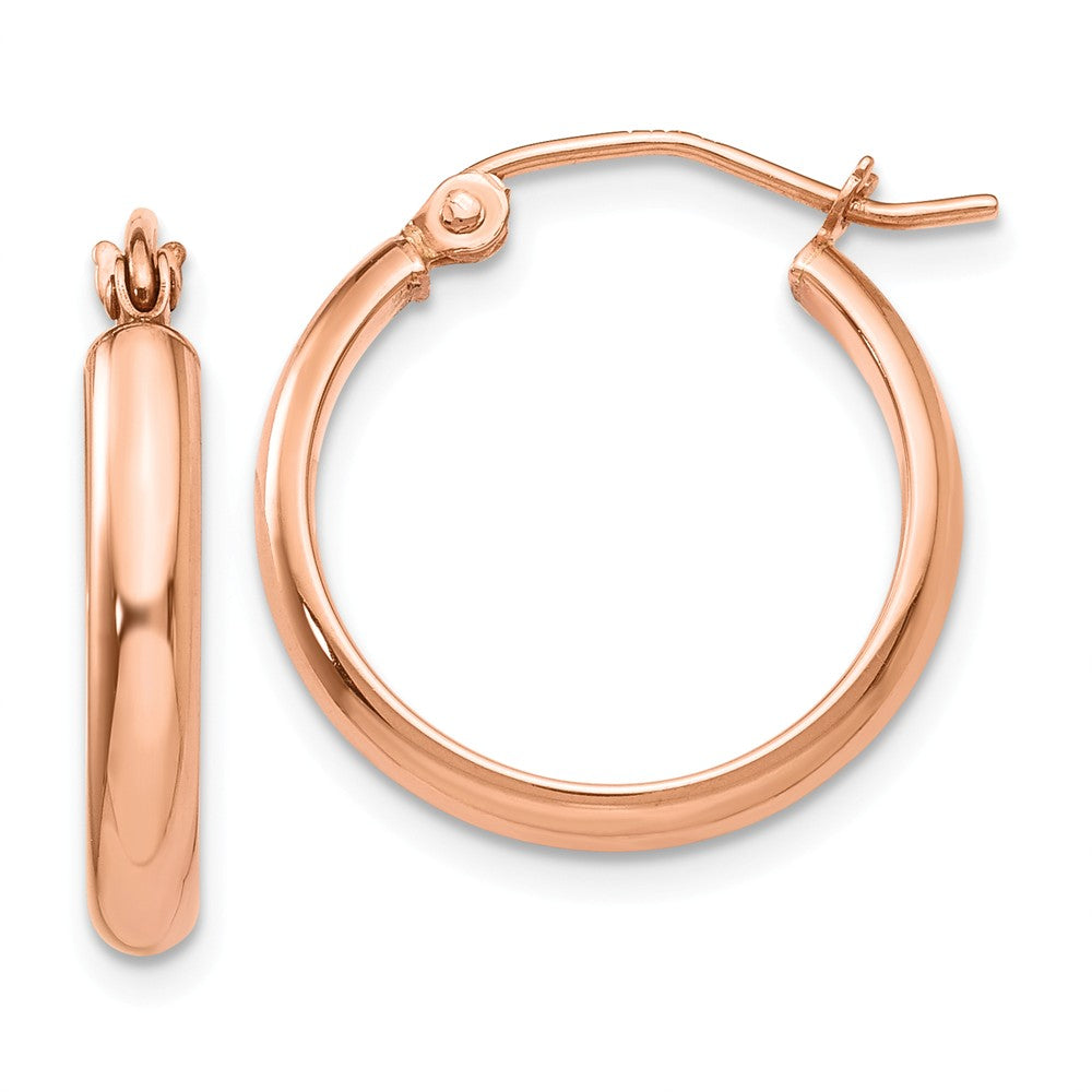 2.8mm x 18mm Polished 14k Rose Gold Half Round Tube Hoop Earrings, Item E13385 by The Black Bow Jewelry Co.