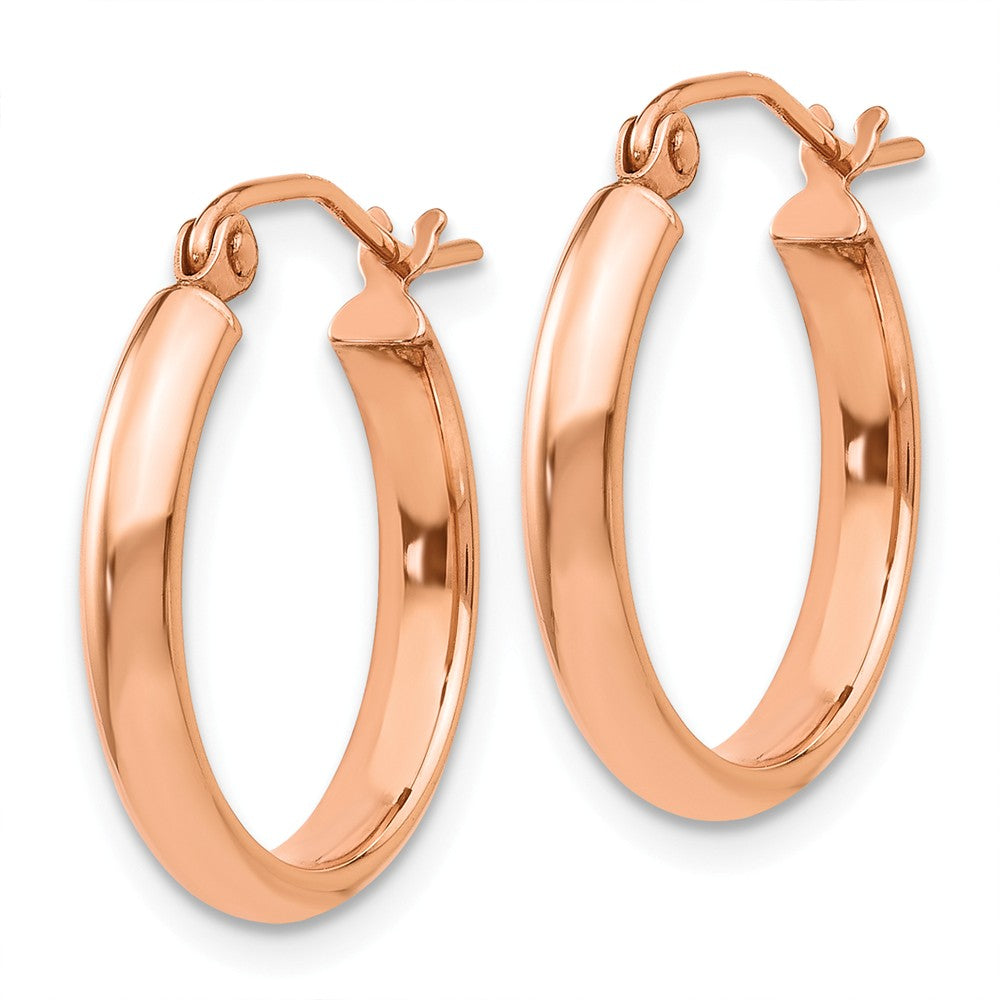 Alternate view of the 2.8mm x 18mm Polished 14k Rose Gold Half Round Tube Hoop Earrings by The Black Bow Jewelry Co.