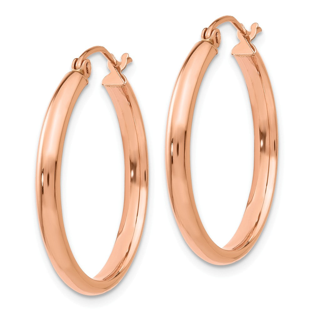 Alternate view of the 2.8mm x 25mm Polished 14k Rose Gold Half Round Tube Hoop Earrings by The Black Bow Jewelry Co.