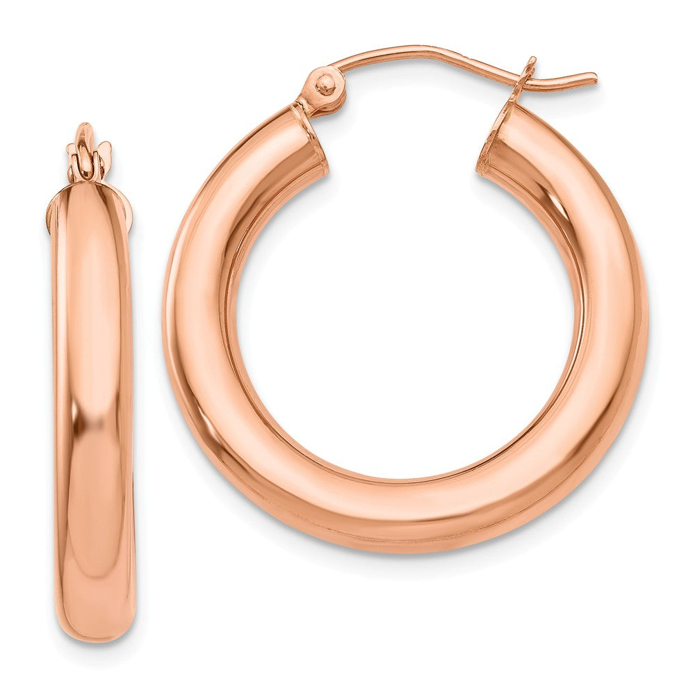 4mm x 25mm Polished 14k Rose Gold Large Round Tube Hoop Earrings, Item E13391 by The Black Bow Jewelry Co.
