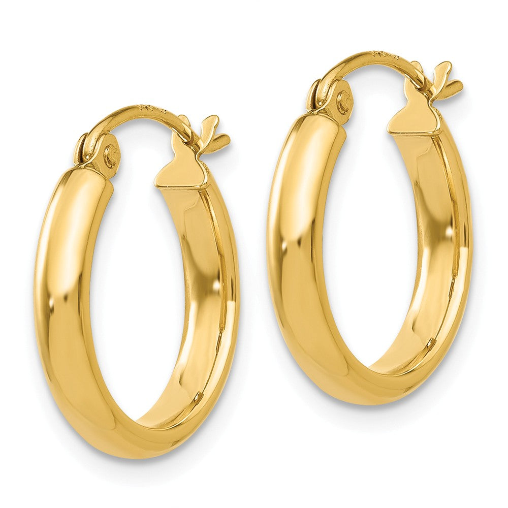 Alternate view of the 2.75mm x 15mm Polished 14k Yellow Gold Domed Round Hoop Earrings by The Black Bow Jewelry Co.