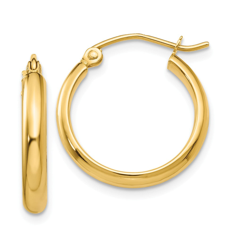 2.75mm x 18mm Polished 14k Yellow Gold Domed Round Hoop Earrings, Item E13415 by The Black Bow Jewelry Co.