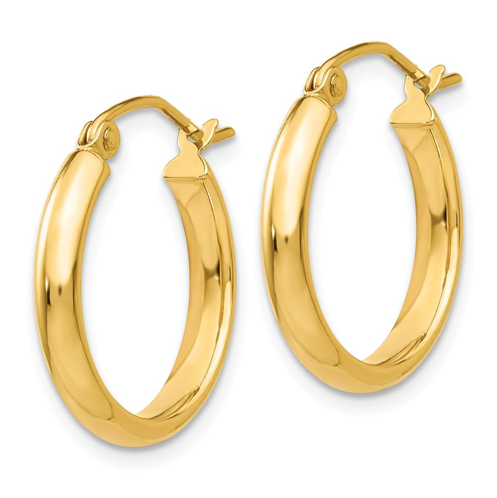 Alternate view of the 2.75mm x 18mm Polished 14k Yellow Gold Domed Round Hoop Earrings by The Black Bow Jewelry Co.