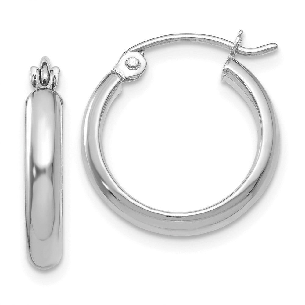 2.75mm x 15mm Polished 14k White Gold Domed Round Hoop Earrings, Item E13423 by The Black Bow Jewelry Co.