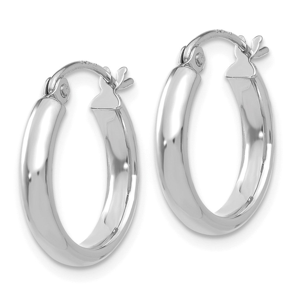 Alternate view of the 2.75mm x 15mm Polished 14k White Gold Domed Round Hoop Earrings by The Black Bow Jewelry Co.