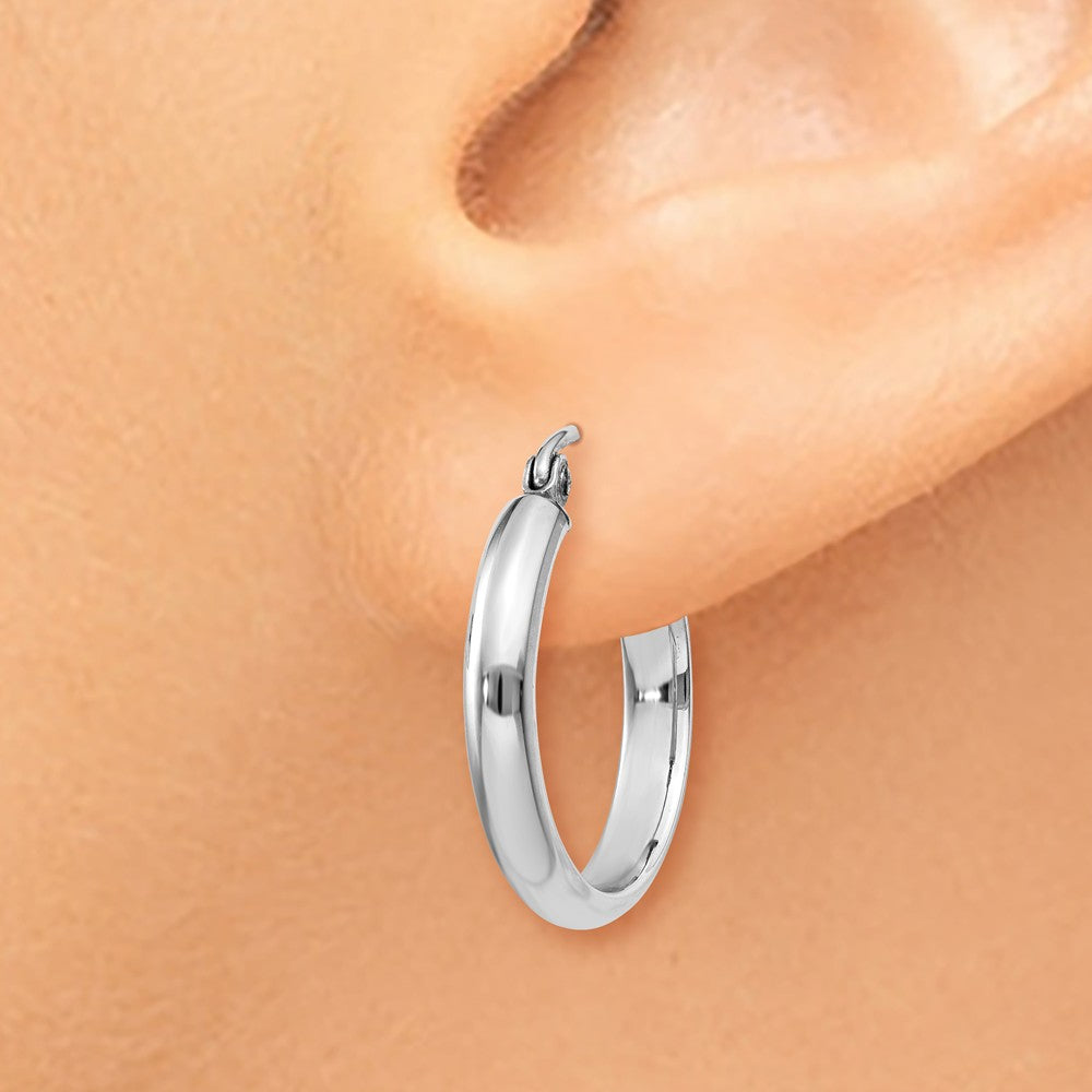 Alternate view of the 2.75mm x 18mm Polished 14k White Gold Domed Round Hoop Earrings by The Black Bow Jewelry Co.