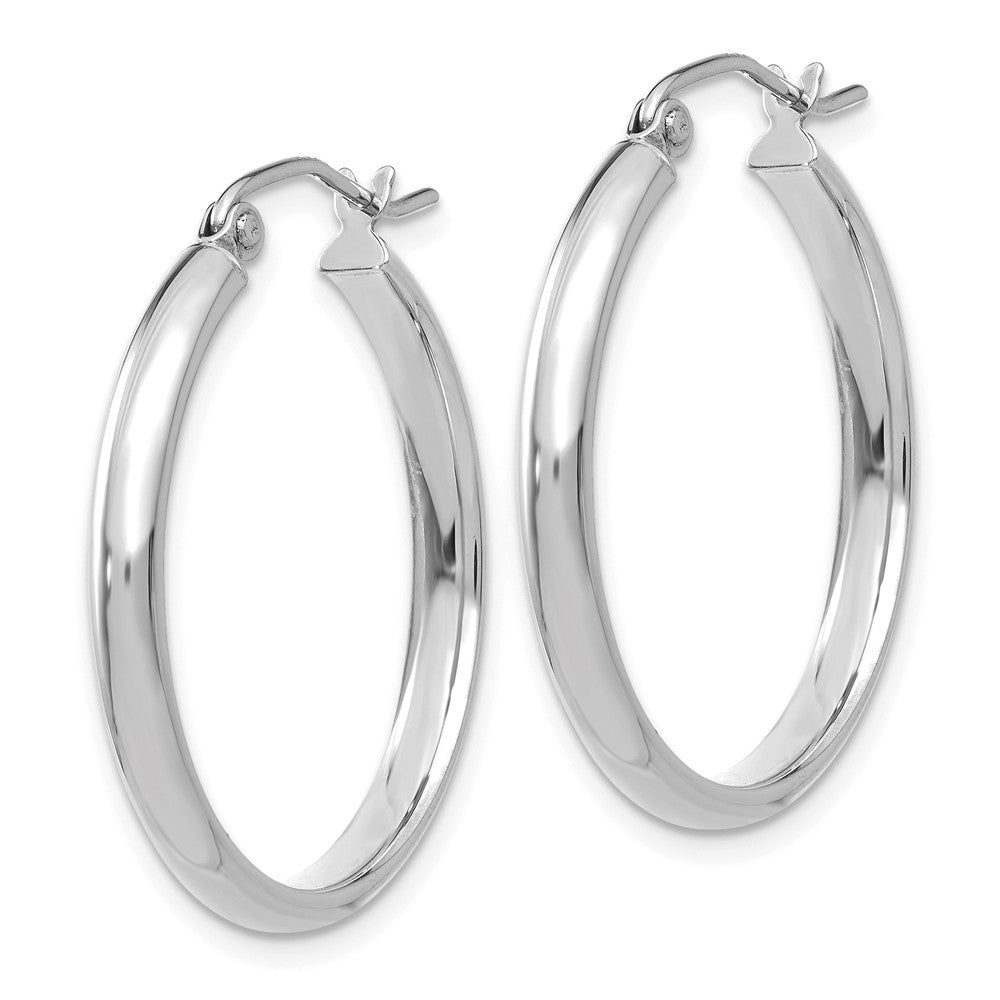 Alternate view of the 2.75mm x 25mm Polished 14k White Gold Domed Round Hoop Earrings by The Black Bow Jewelry Co.