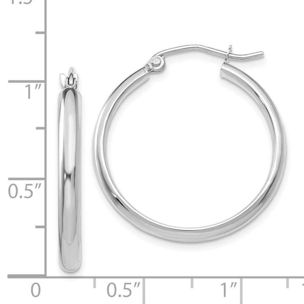 Alternate view of the 2.75mm x 25mm Polished 14k White Gold Domed Round Hoop Earrings by The Black Bow Jewelry Co.