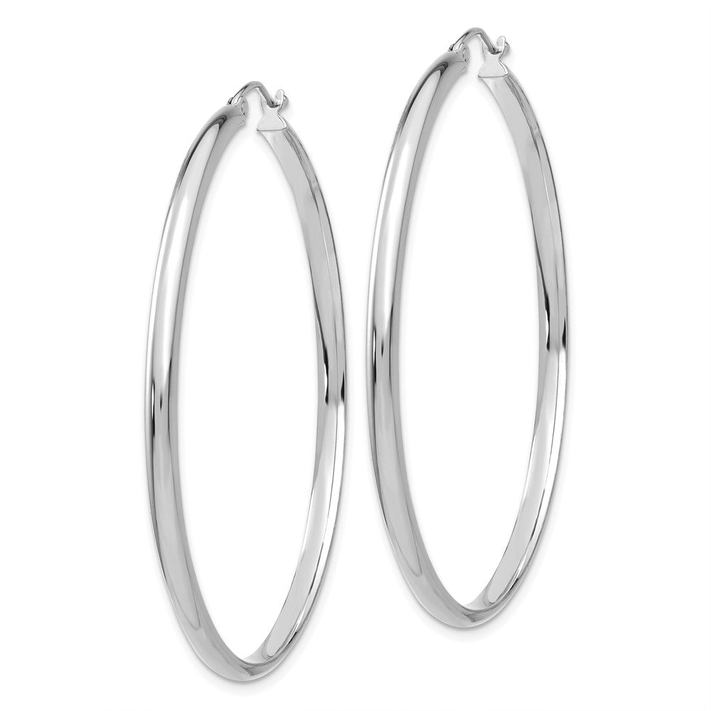 Alternate view of the 2.75mm x 50mm Polished 14k White Gold Domed Round Hoop Earrings by The Black Bow Jewelry Co.