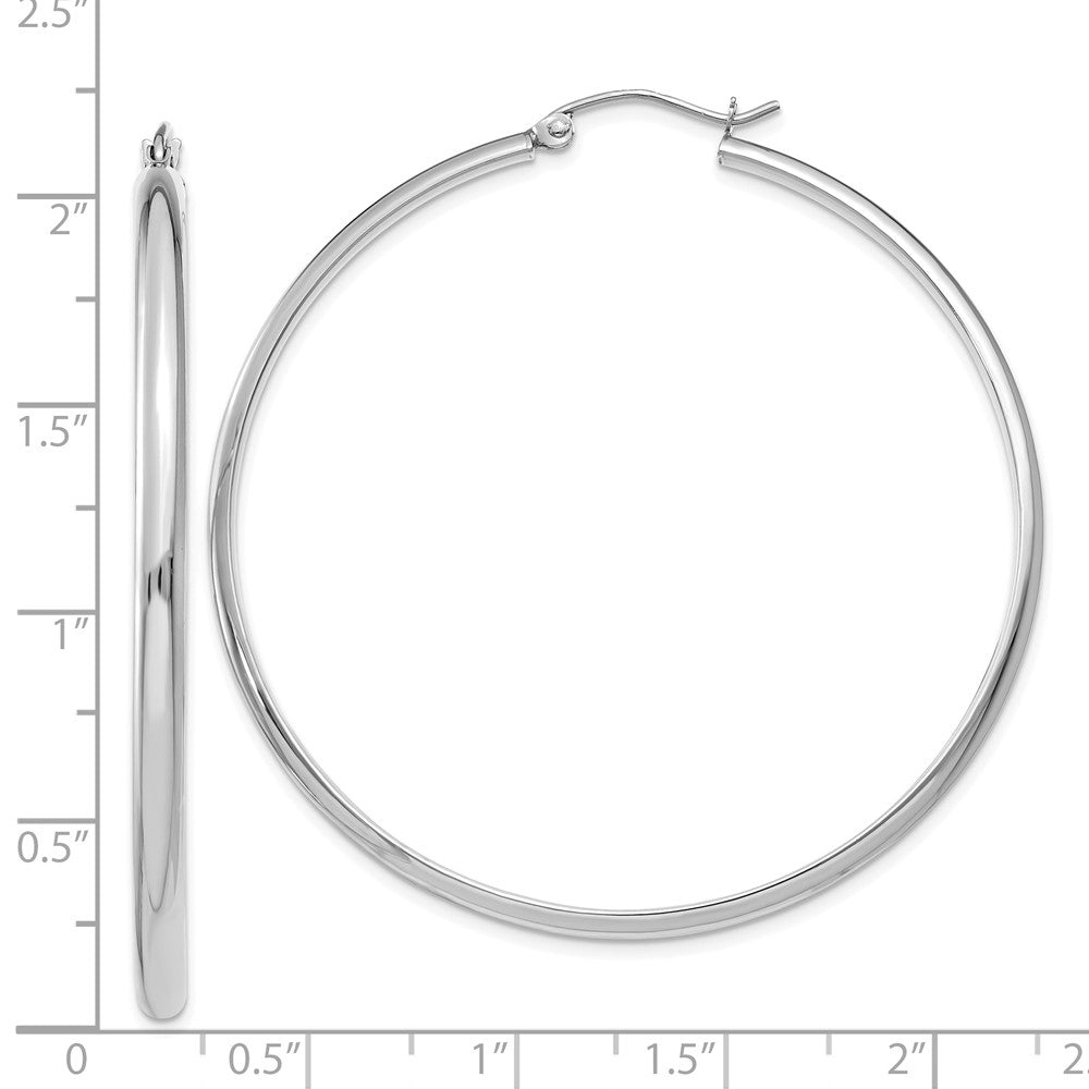Alternate view of the 2.75mm x 50mm Polished 14k White Gold Domed Round Hoop Earrings by The Black Bow Jewelry Co.