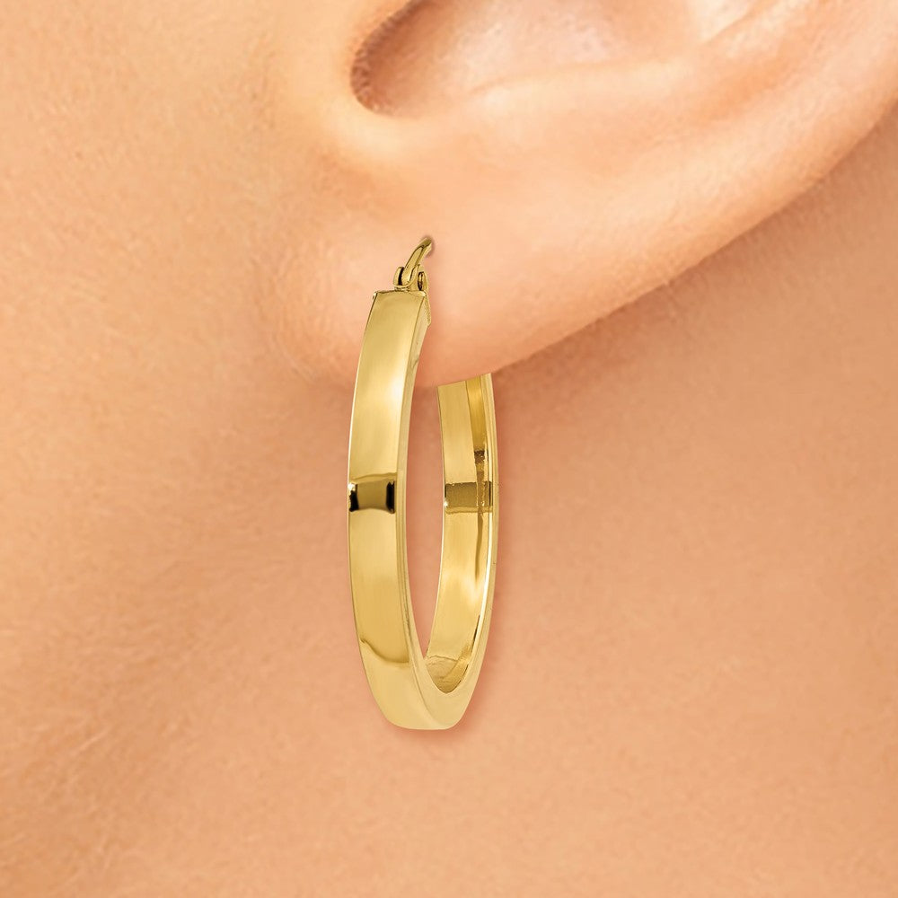 Alternate view of the Polished 14k Yellow Gold 2x3x25mm Square Tube Round Hoop Earrings by The Black Bow Jewelry Co.