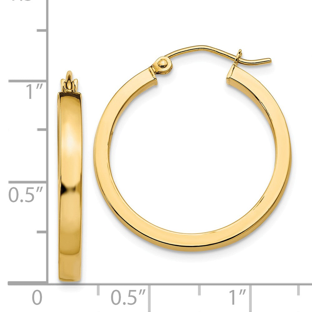 Alternate view of the Polished 14k Yellow Gold 2x3x25mm Square Tube Round Hoop Earrings by The Black Bow Jewelry Co.