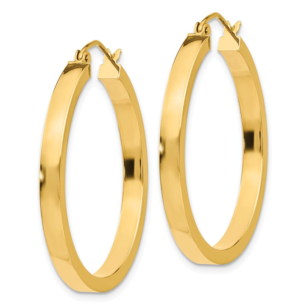 Alternate view of the Polished 14k Yellow Gold 2x3x30mm Square Tube Round Hoop Earrings by The Black Bow Jewelry Co.