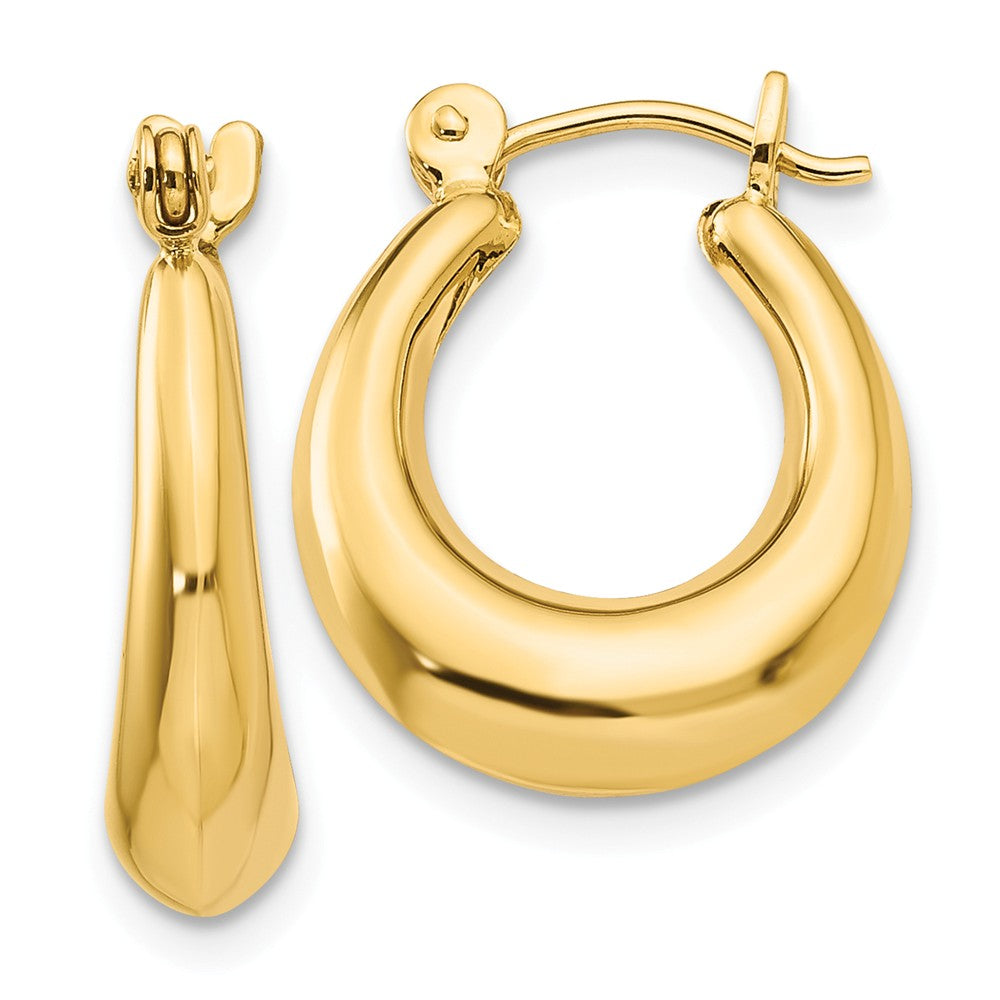 5mm x 17mm Polished 14k Yellow Gold Tapered Puffed Oval Hoop Earrings, Item E13452 by The Black Bow Jewelry Co.