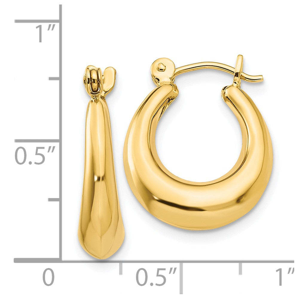 Alternate view of the 5mm x 17mm Polished 14k Yellow Gold Tapered Puffed Oval Hoop Earrings by The Black Bow Jewelry Co.