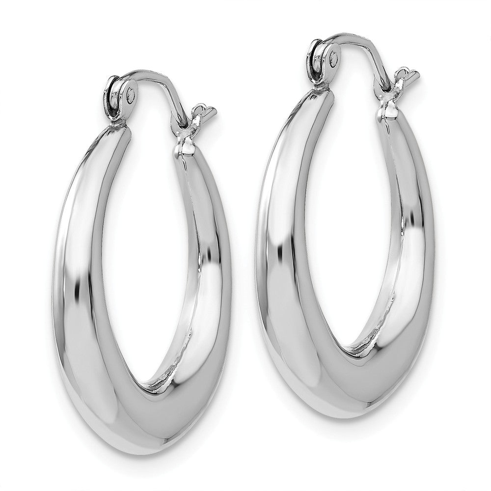 Alternate view of the 4mm x 20mm Polished 14k White Gold Tapered Puffed Round Hoop Earrings by The Black Bow Jewelry Co.