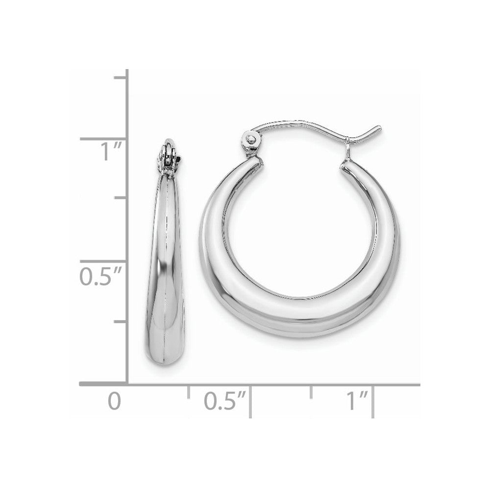 Alternate view of the 4mm x 20mm Polished 14k White Gold Tapered Puffed Round Hoop Earrings by The Black Bow Jewelry Co.