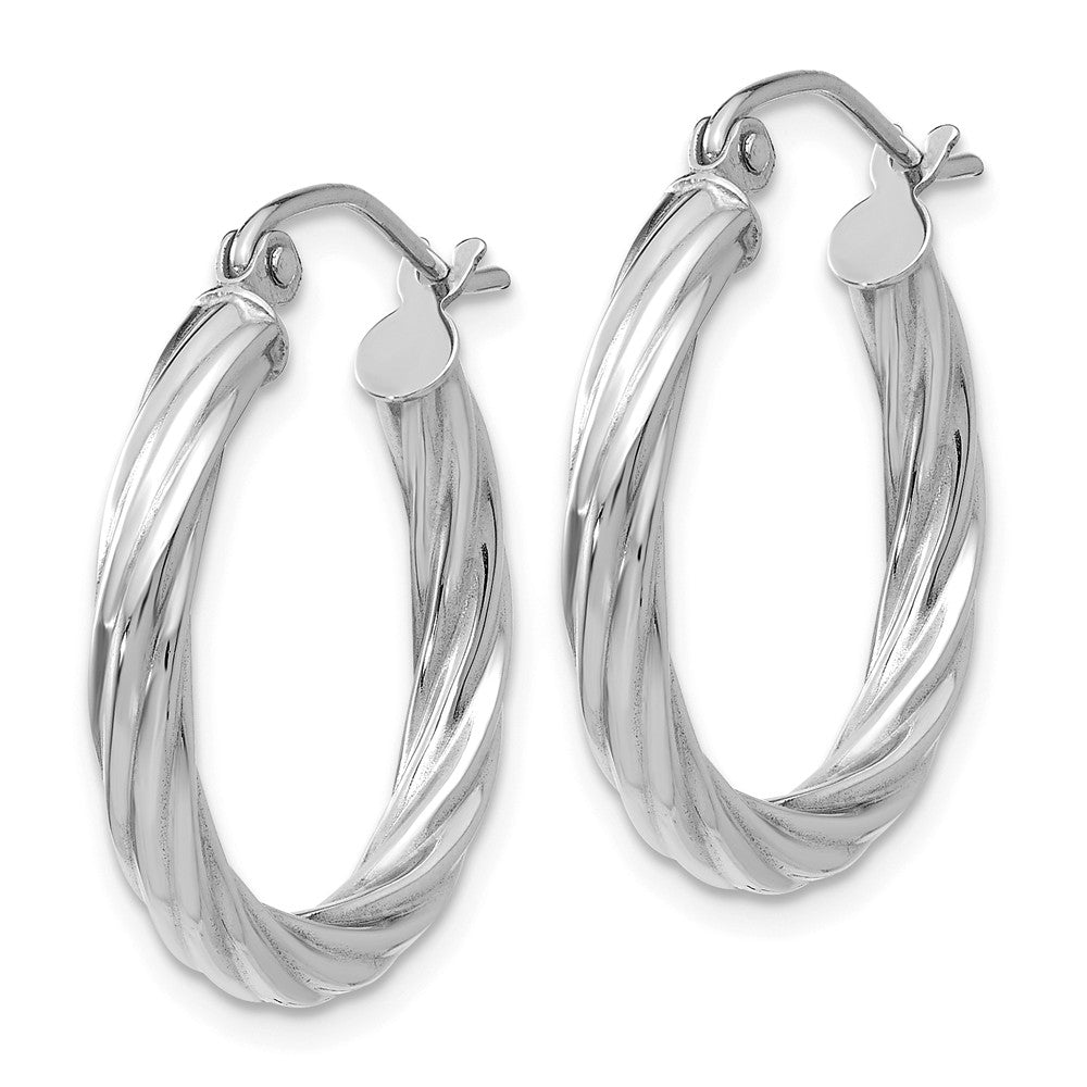 Alternate view of the 3.25mm x 20mm Polished 14k White Gold Twisted Round Hoop Earrings by The Black Bow Jewelry Co.