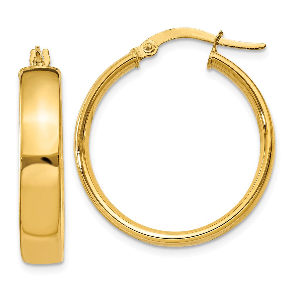 4.75mm x 23mm Polished 14k Yellow Gold Round Hoop Earrings, Item E13515 by The Black Bow Jewelry Co.