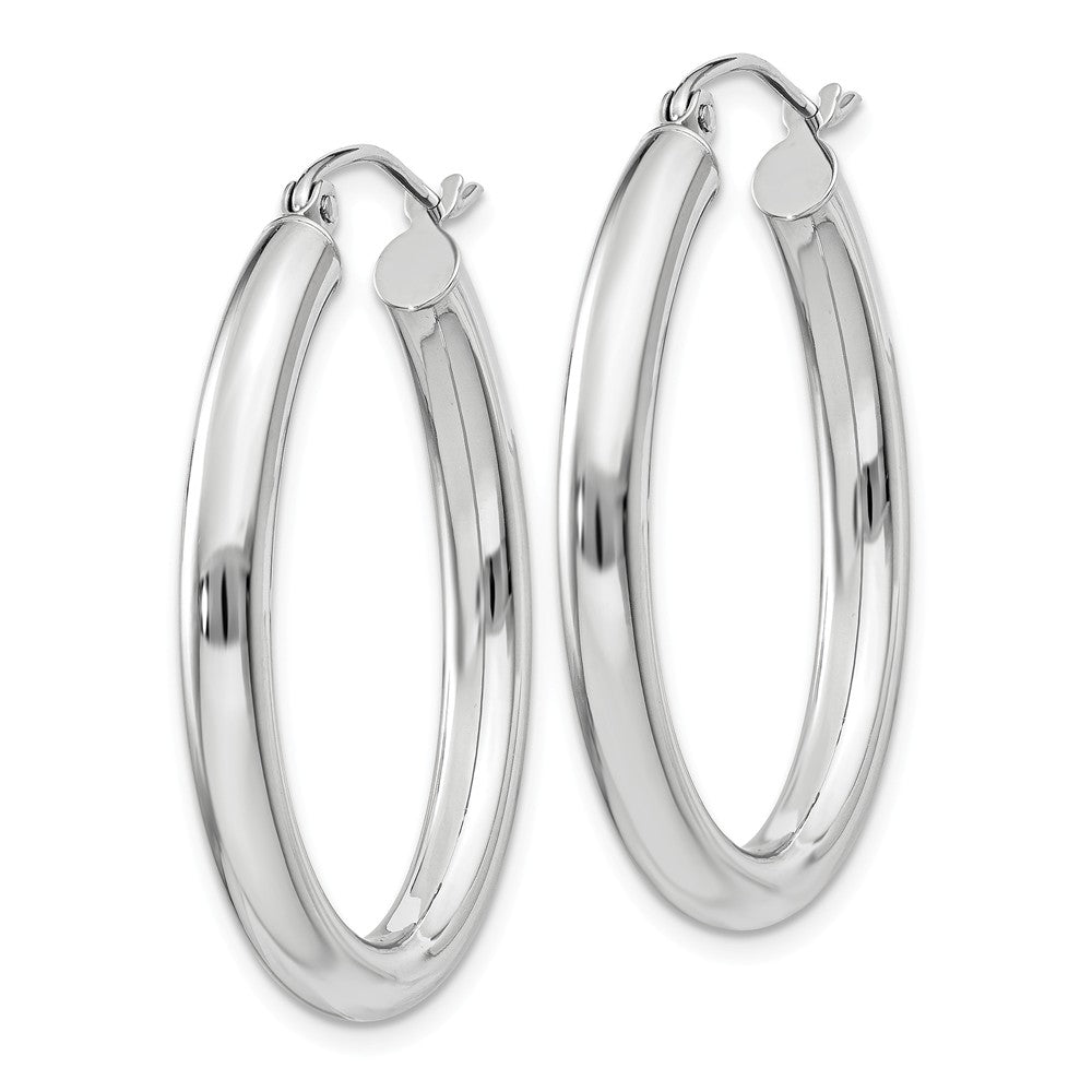 Alternate view of the 3.5mm x 32mm Polished 14k White Gold Classic Oval Tube Hoop Earrings by The Black Bow Jewelry Co.