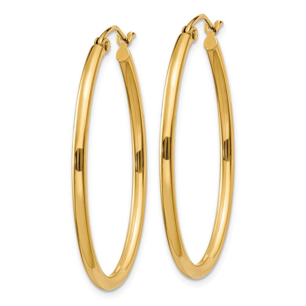 2mm x 37mm Polished 14k Yellow Gold Classic Oval Hoop Earrings