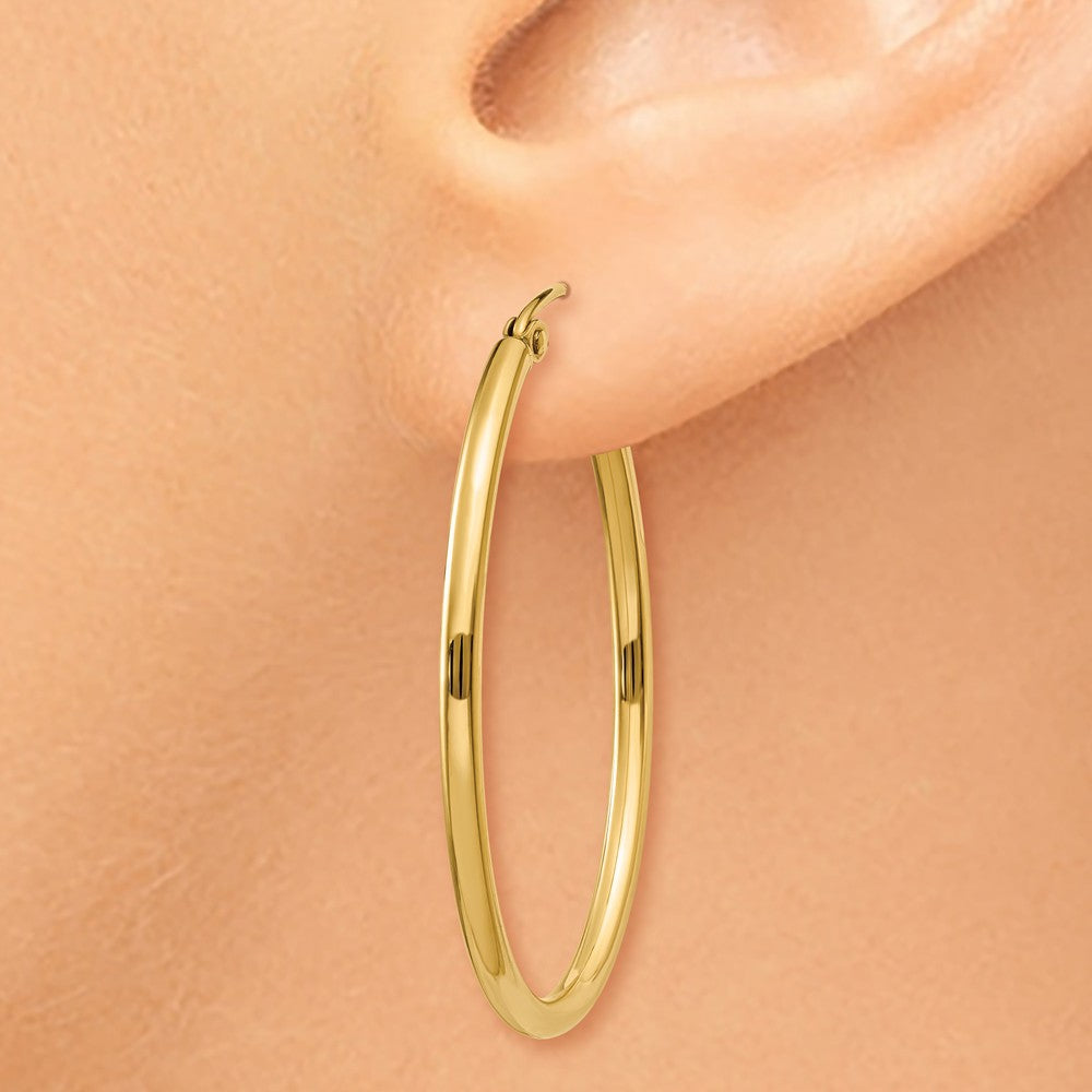 2mm x 37mm Polished 14k Yellow Gold Classic Oval Hoop Earrings