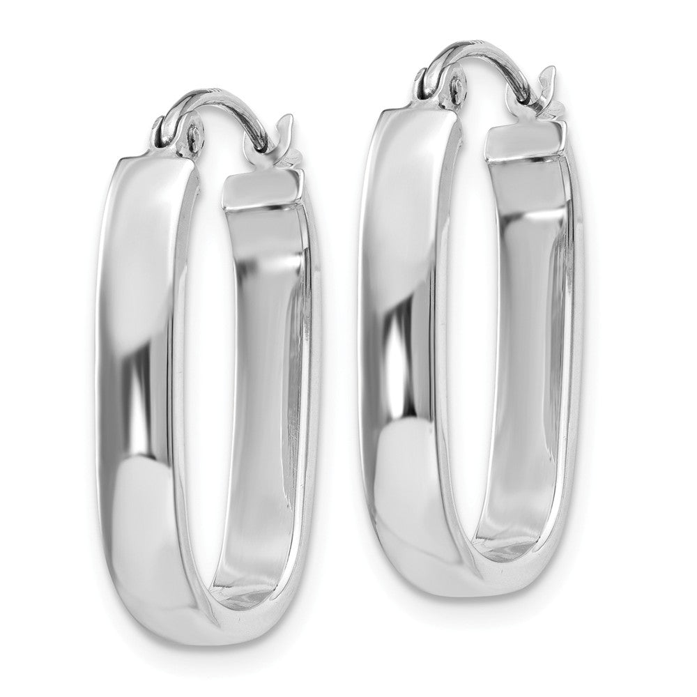 Alternate view of the 3.5mm, 14k White Gold U-Shaped Hoop Earrings, 20mm (3/4 Inch) by The Black Bow Jewelry Co.
