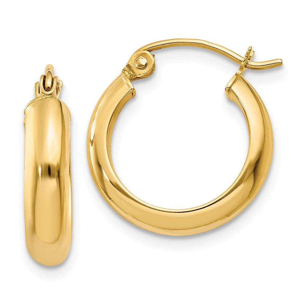 3.75mm x 16mm Polished 14k Yellow Gold Domed Round Tube Hoop Earrings, Item E13568 by The Black Bow Jewelry Co.