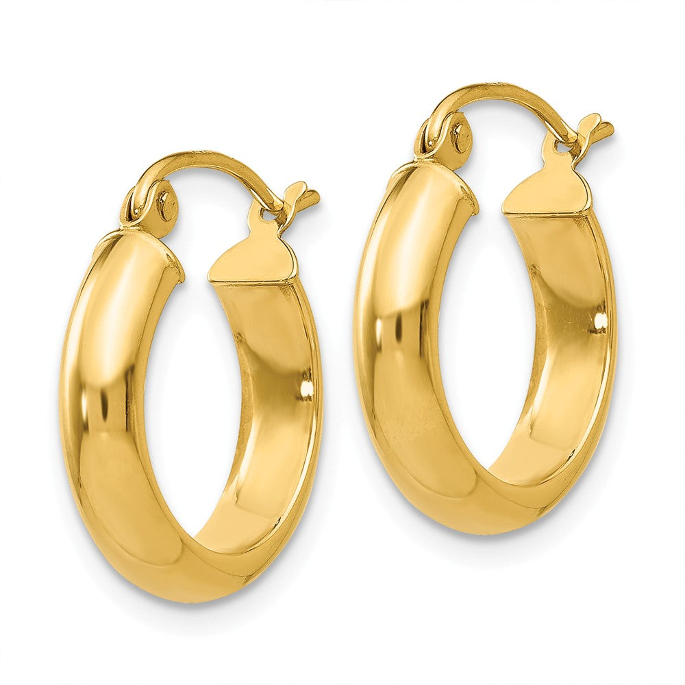 Alternate view of the 3.75mm x 16mm Polished 14k Yellow Gold Domed Round Tube Hoop Earrings by The Black Bow Jewelry Co.
