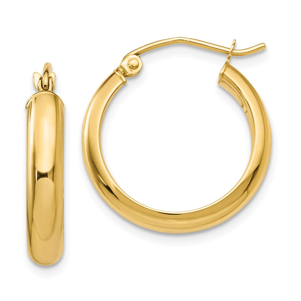 3.75mm x 20mm Polished 14k Yellow Gold Domed Round Tube Hoop Earrings, Item E13569 by The Black Bow Jewelry Co.