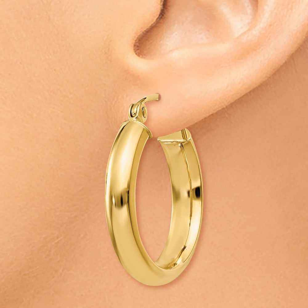 Alternate view of the 3.75mm x 20mm Polished 14k Yellow Gold Domed Round Tube Hoop Earrings by The Black Bow Jewelry Co.