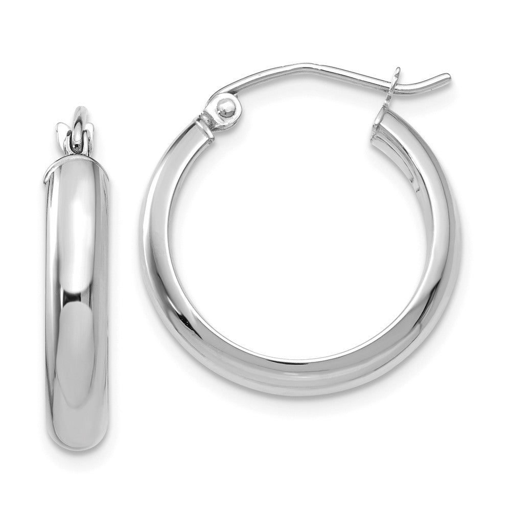 3.75mm x 20mm Polished 14k White Gold Domed Round Tube Hoop Earrings, Item E13572 by The Black Bow Jewelry Co.