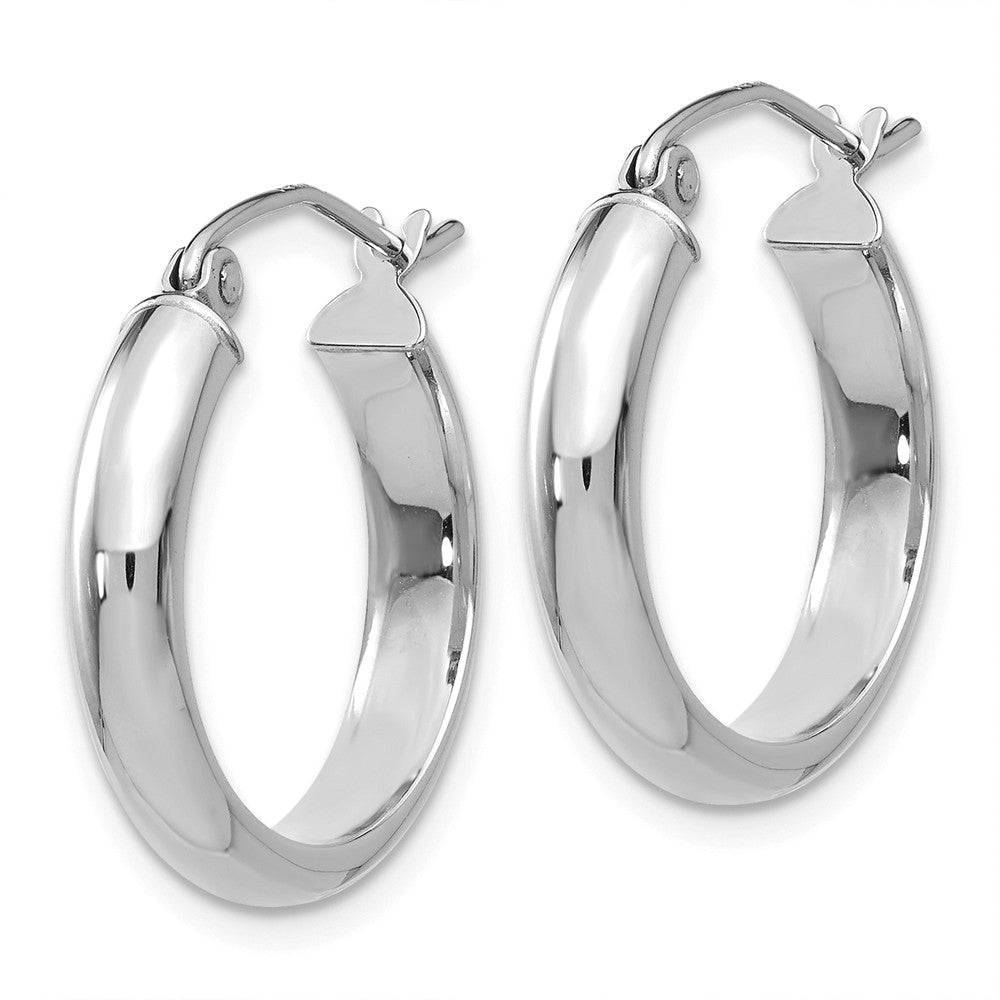 Alternate view of the 3.75mm x 20mm Polished 14k White Gold Domed Round Tube Hoop Earrings by The Black Bow Jewelry Co.