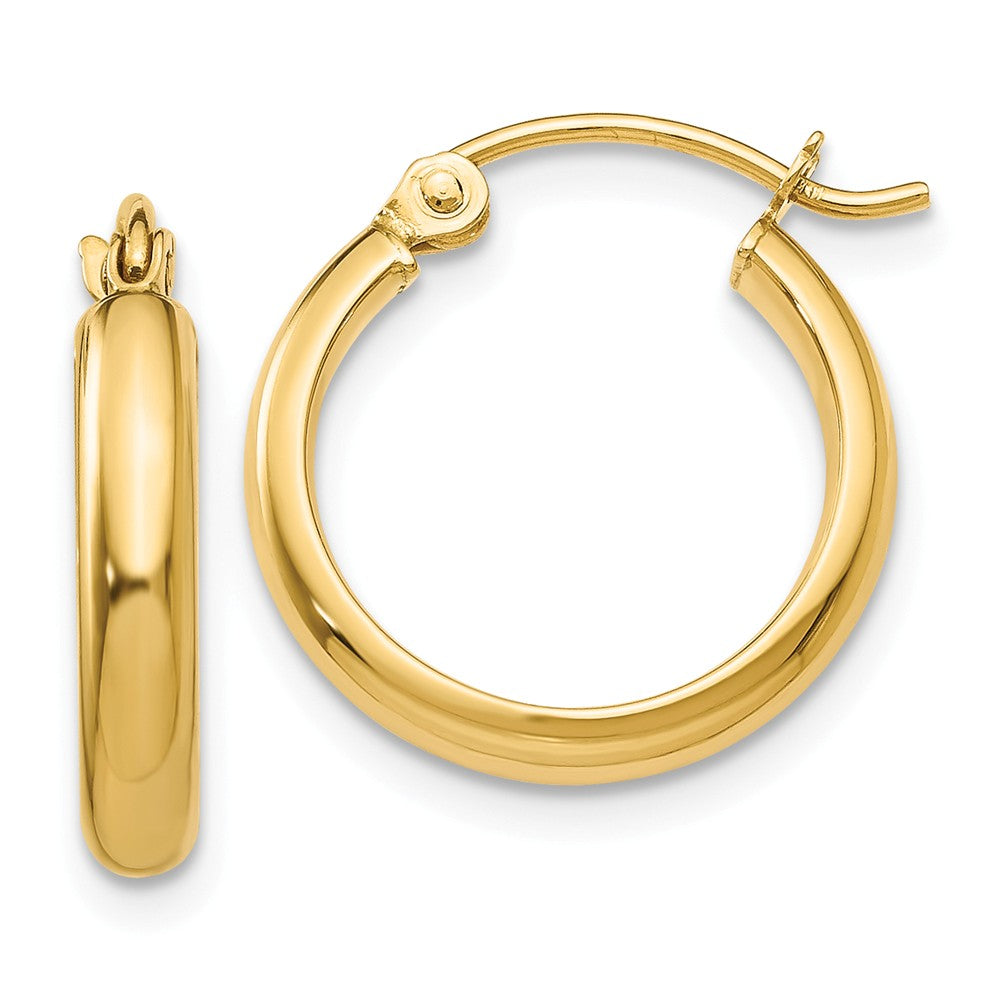 2.75mm x 15mm Polished 14k Yellow Gold Domed Round Tube Hoop Earrings, Item E13575 by The Black Bow Jewelry Co.