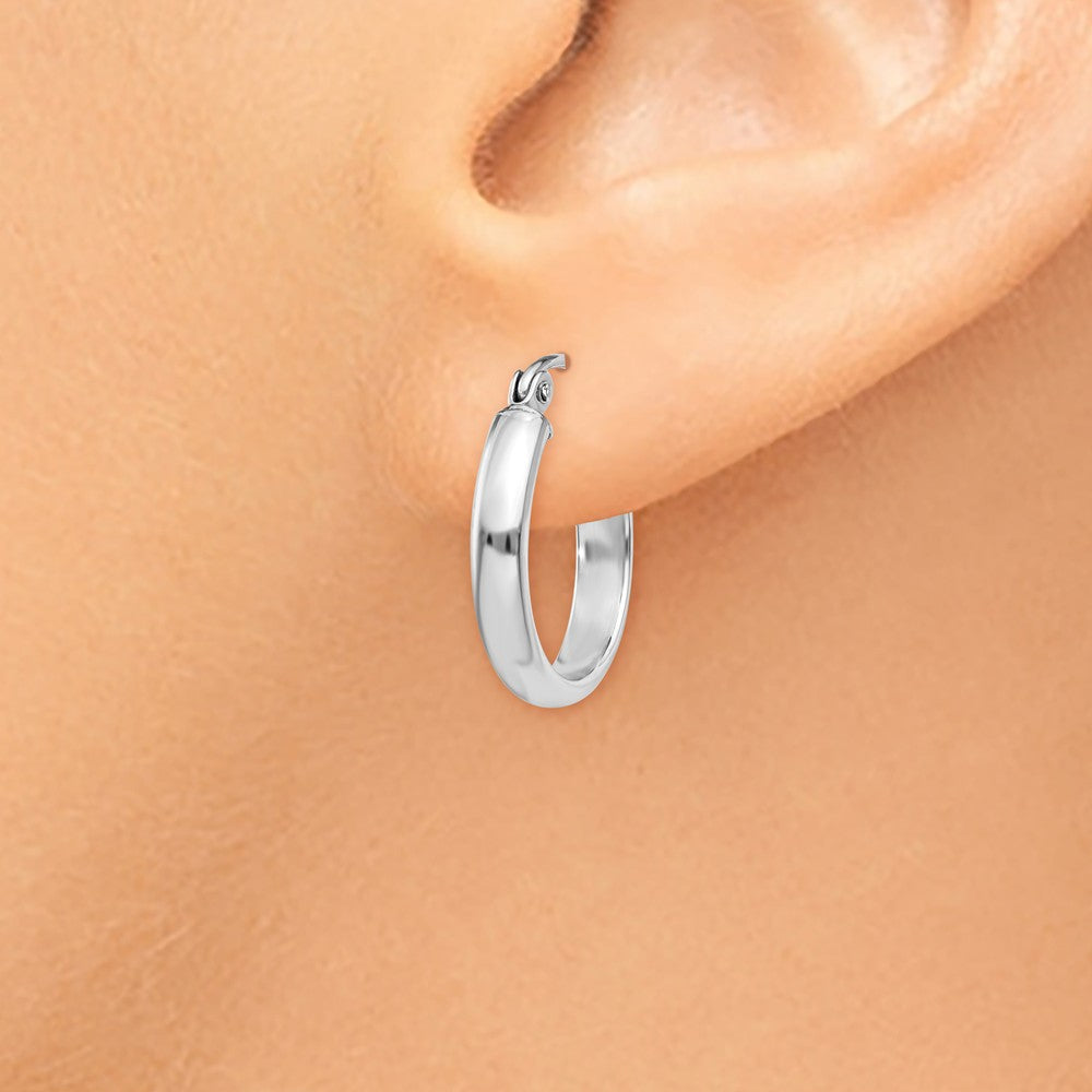 Alternate view of the 2.75mm x 15mm Polished 14k White Gold Domed Round Tube Hoop Earrings by The Black Bow Jewelry Co.