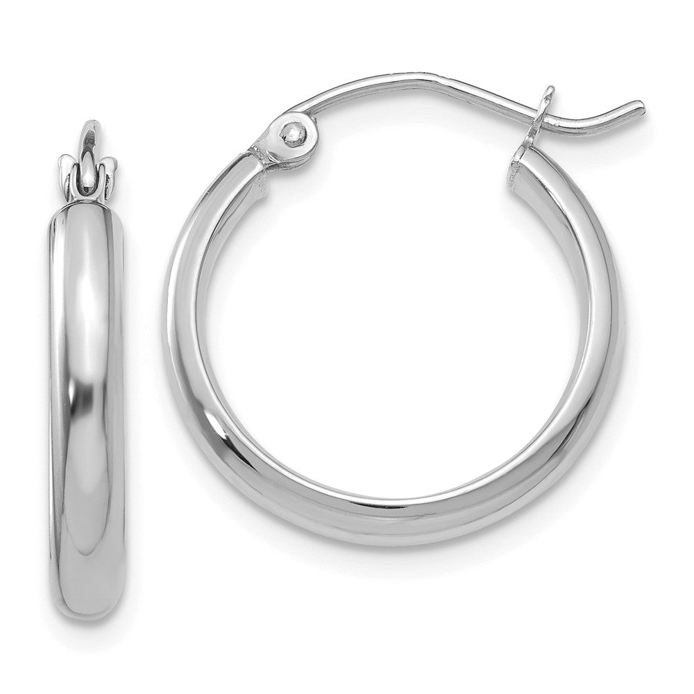 2.75mm x 20mm Polished 14k White Gold Domed Round Tube Hoop Earrings, Item E13579 by The Black Bow Jewelry Co.