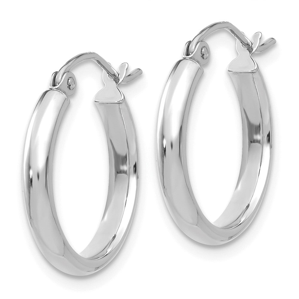 Alternate view of the 2.75mm x 20mm Polished 14k White Gold Domed Round Tube Hoop Earrings by The Black Bow Jewelry Co.