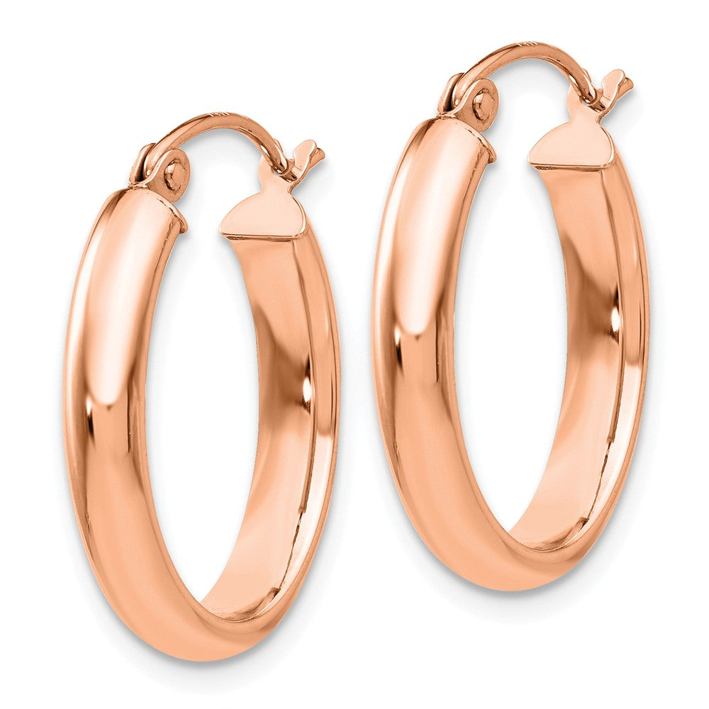 Alternate view of the 3.75mm x 22mm Polished 14k Rose Gold Domed Oval Tube Hoop Earrings by The Black Bow Jewelry Co.