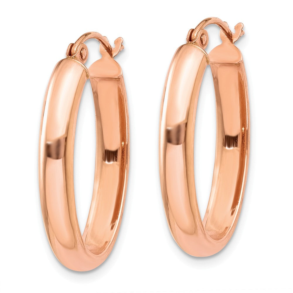 Alternate view of the 3.75mm x 26mm Polished 14k Rose Gold Domed Oval Tube Hoop Earrings by The Black Bow Jewelry Co.