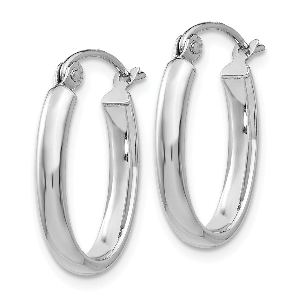 Alternate view of the 2.75mm x 17mm Polished 14k White Gold Domed Oval Tube Hoop Earrings by The Black Bow Jewelry Co.