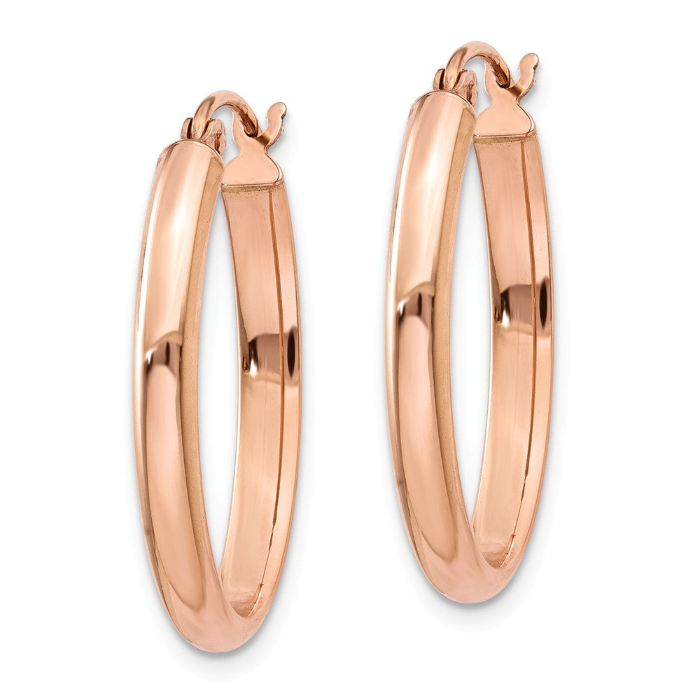 Alternate view of the 2.75mm x 25mm Polished 14k Rose Gold Domed Oval Tube Hoop Earrings by The Black Bow Jewelry Co.