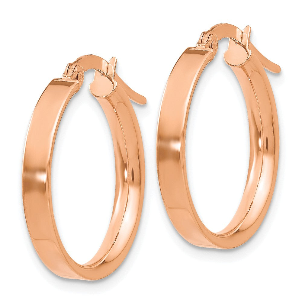 Alternate view of the 3mm x 18mm Rose Rhodium Plated 14k Yellow Gold Round Hoop Earrings by The Black Bow Jewelry Co.