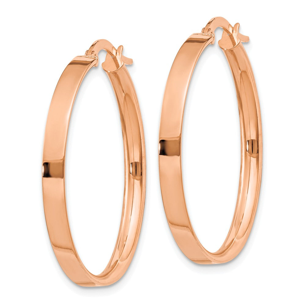 Alternate view of the 3mm x 29mm Rose Rhodium Plated 14k Yellow Gold Round Hoop Earrings by The Black Bow Jewelry Co.