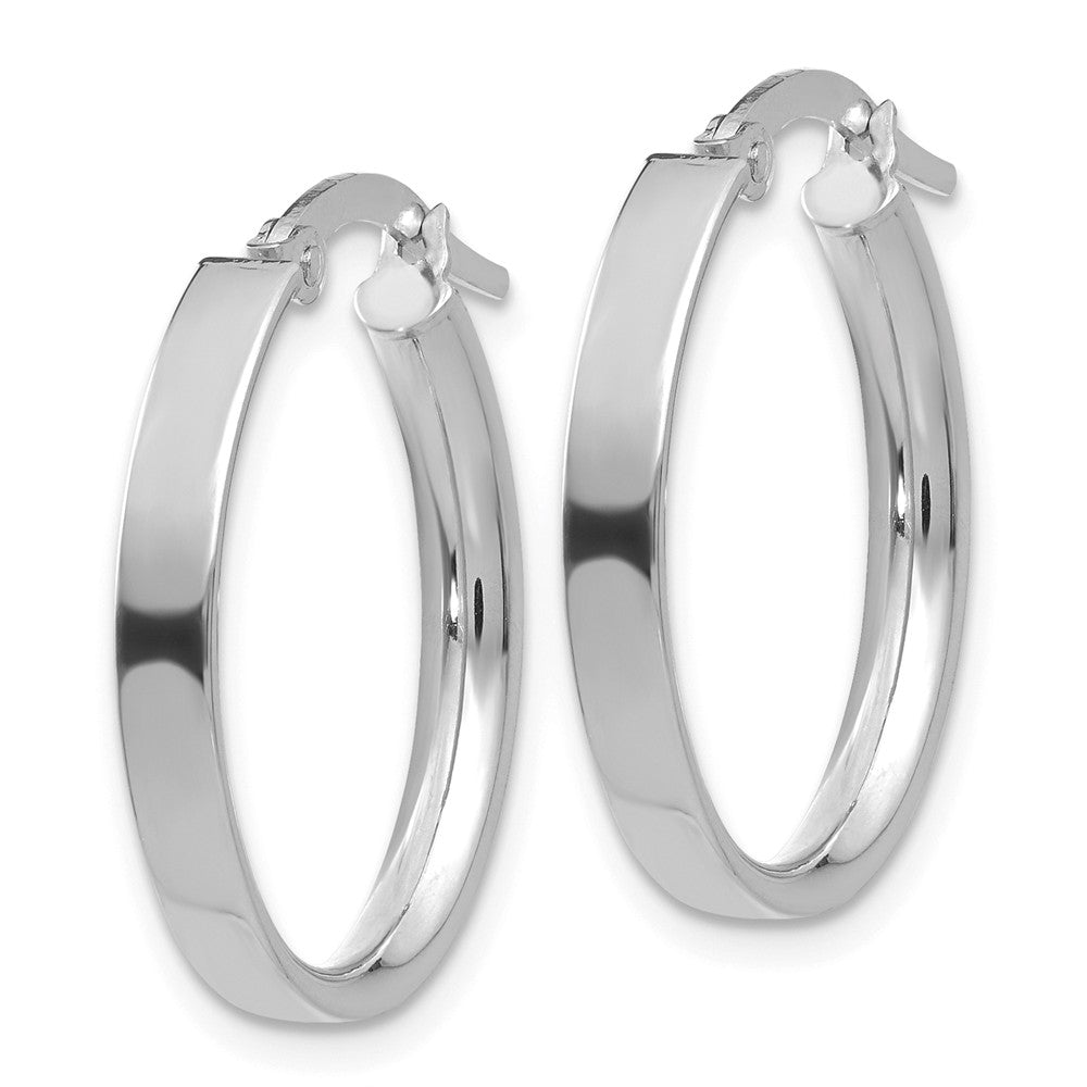 Alternate view of the 3mm x 21mm 14k Yellow Gold &amp; White Rhodium Plated Oval Hoop Earrings by The Black Bow Jewelry Co.