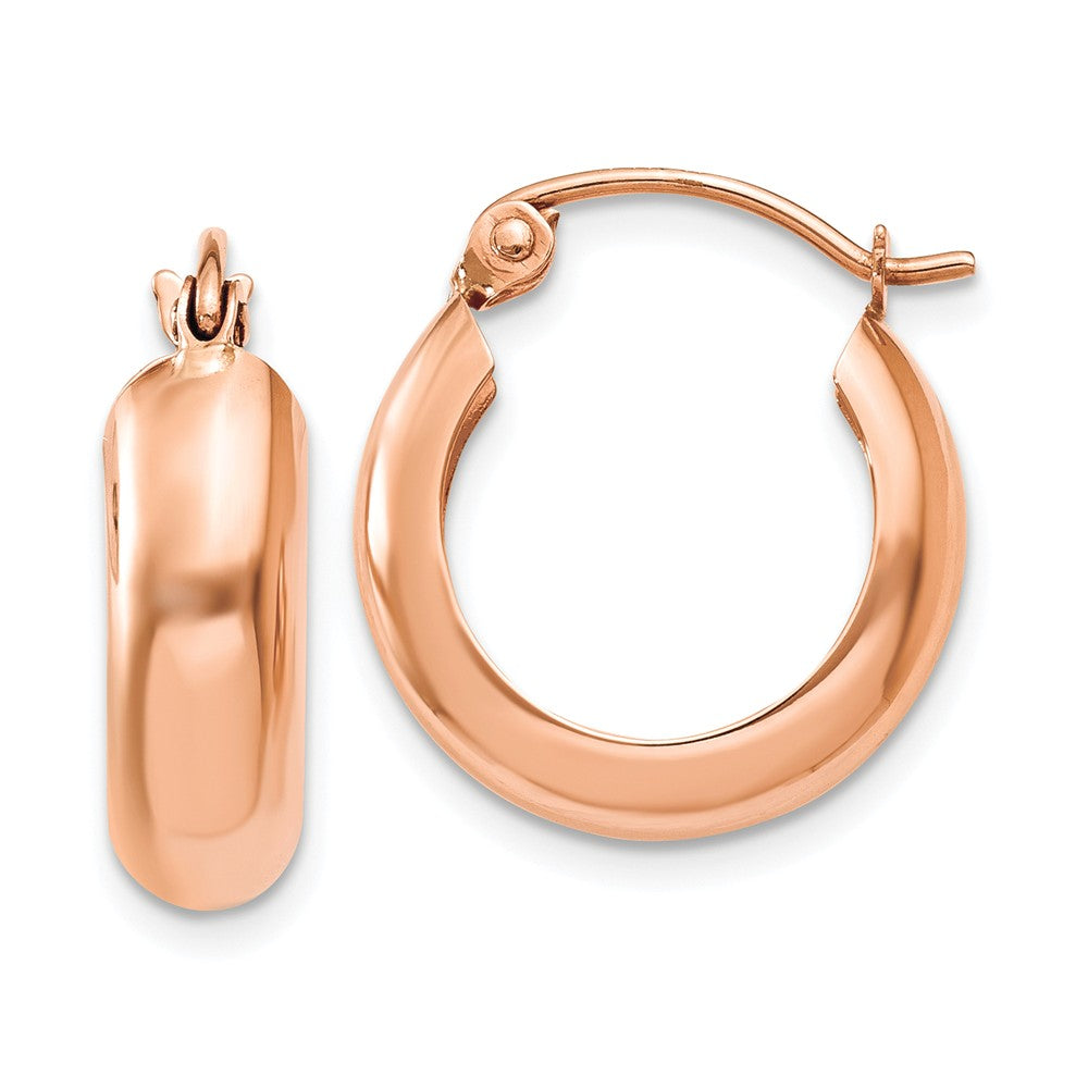 4.75mm x 15mm 14k Rose Gold Half Round Open Back Hoop Earrings, Item E13600 by The Black Bow Jewelry Co.